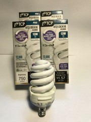 4 Pack TCP Candelabra CFL Bulbs, Bright White and 750 Lumens, 4100K