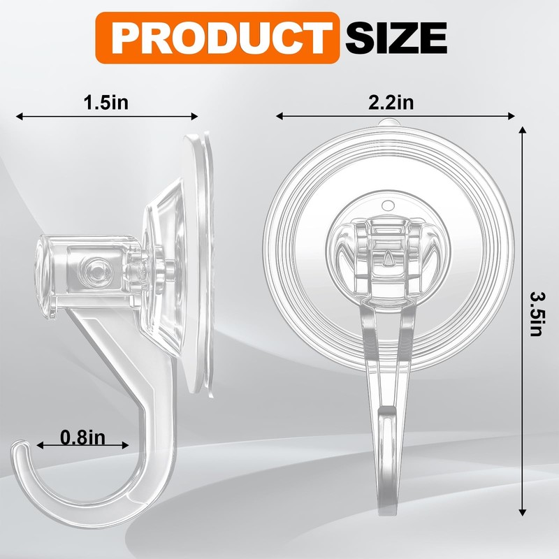 Suction Cup Hooks for Shower-Max Load 10 LB, No Trace, Reusable & Removable, ... gallery