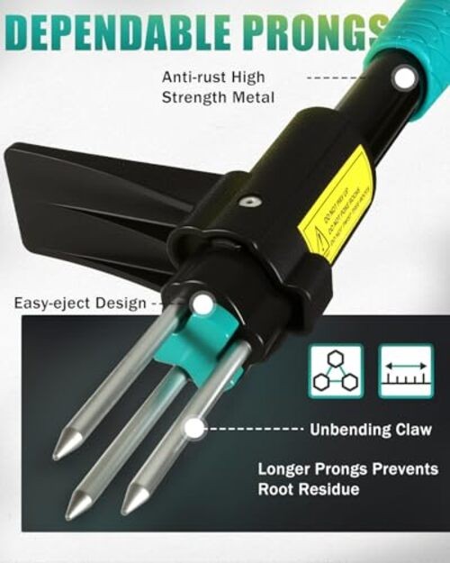 39" Weed Pulling Tool, 3-Claw Detachable Weed T-shaped Handle Common Teal gallery