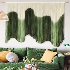 Large Macrame Wall Hanging Boho Wall Art Fiber Dip-Dyed Handmade Macrame Green