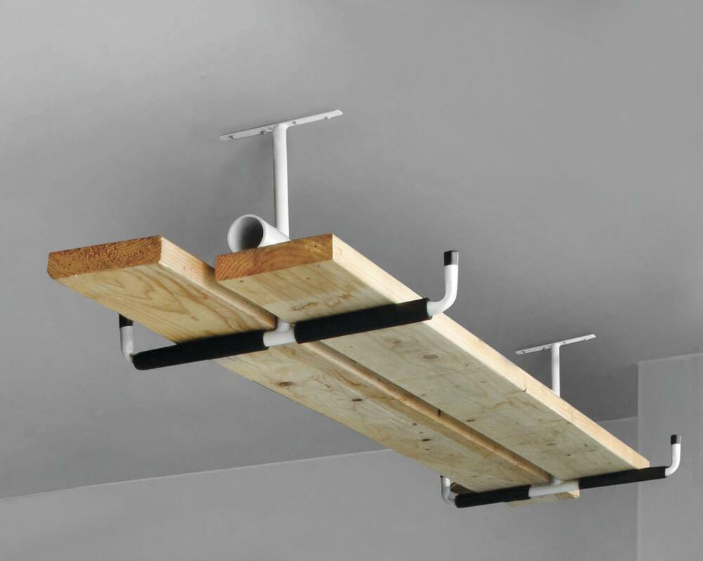2x Overhead Garage Storage Hooks Rack Ceiling Mount Hanger 2-Way Plate + Screws