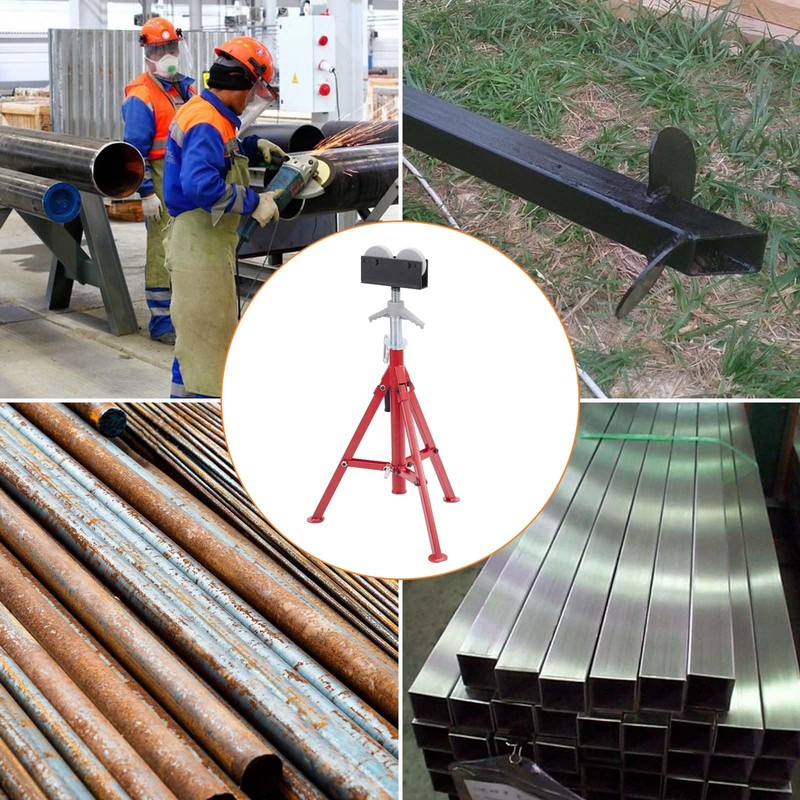 Portable Roller Tripod Pipe Jack Stand Adjustable Height 28-52" 1/8"-12" 2500LBS gallery