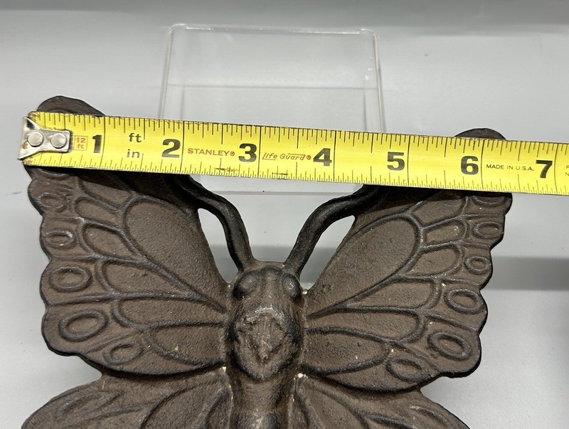 Rustic Cast Iron Wall Decor 6.5" Butterfly Sculpture Figurine Set Of 3 Decor gallery