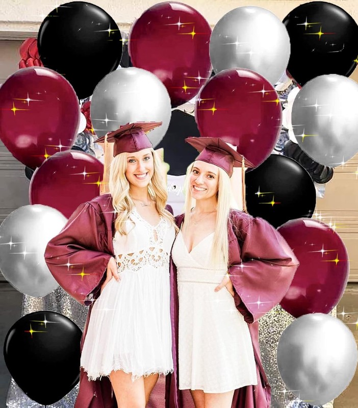 Graduation Decorations Maroon Black 2025/Burgundy Burgundy Silver gallery