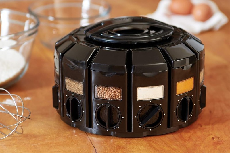 Space-Saving Spice Rack Carousel: Durable Auto-Measure 12 Compartment Design gallery