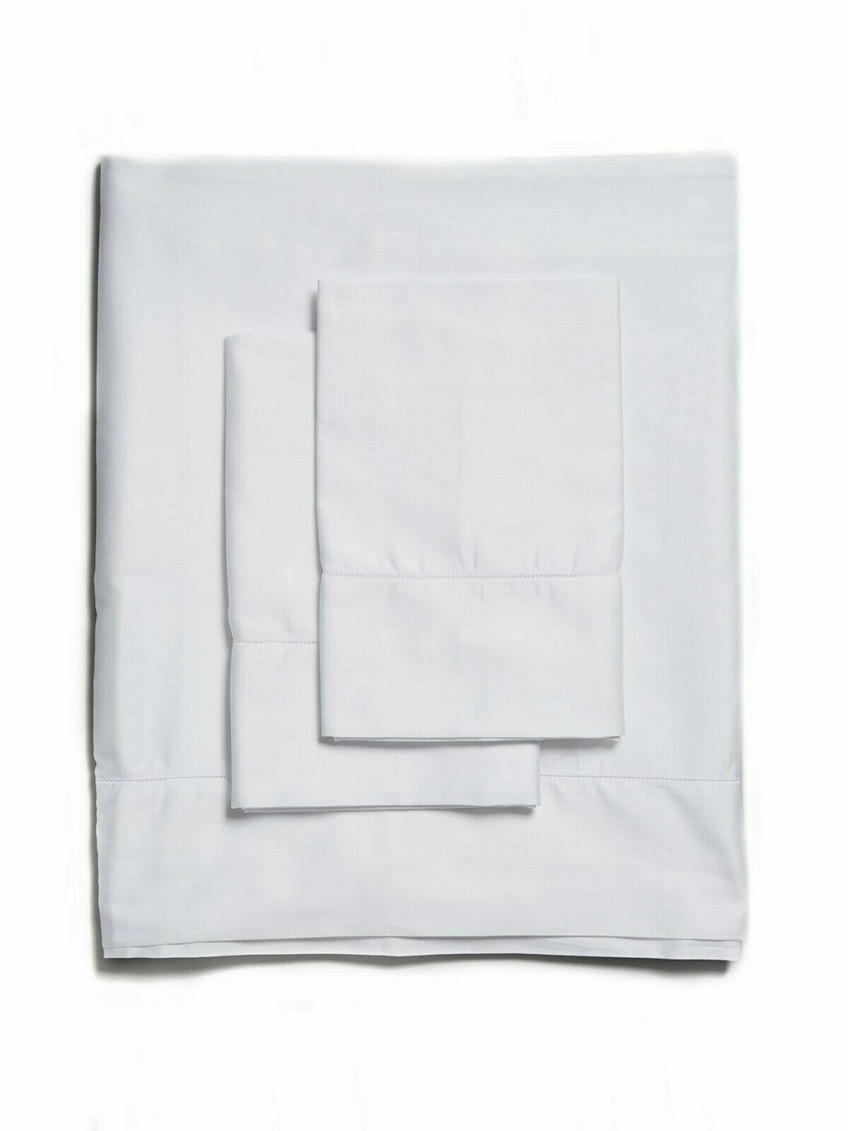 Sferra Leonardo White King Sheet Set 4 PC Solid 100% Cotton Percale Italy NEW gallery