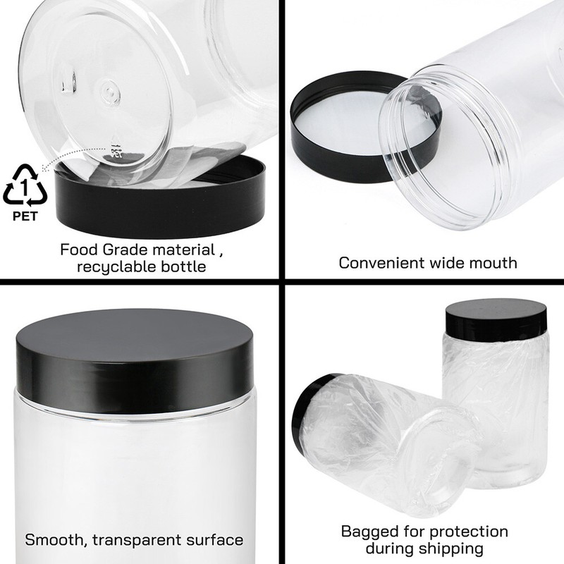 27oz Clear Plastic Jars with Screw On Lids Empty 3 Pack Food Storage Containers gallery