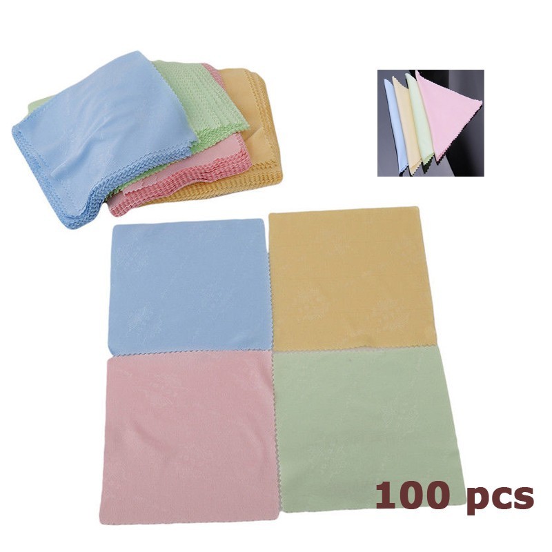 100pcs Microfiber Glasses Cleaning Cloth Wipe Glasses Lenses Clean Dust 5"×5" gallery