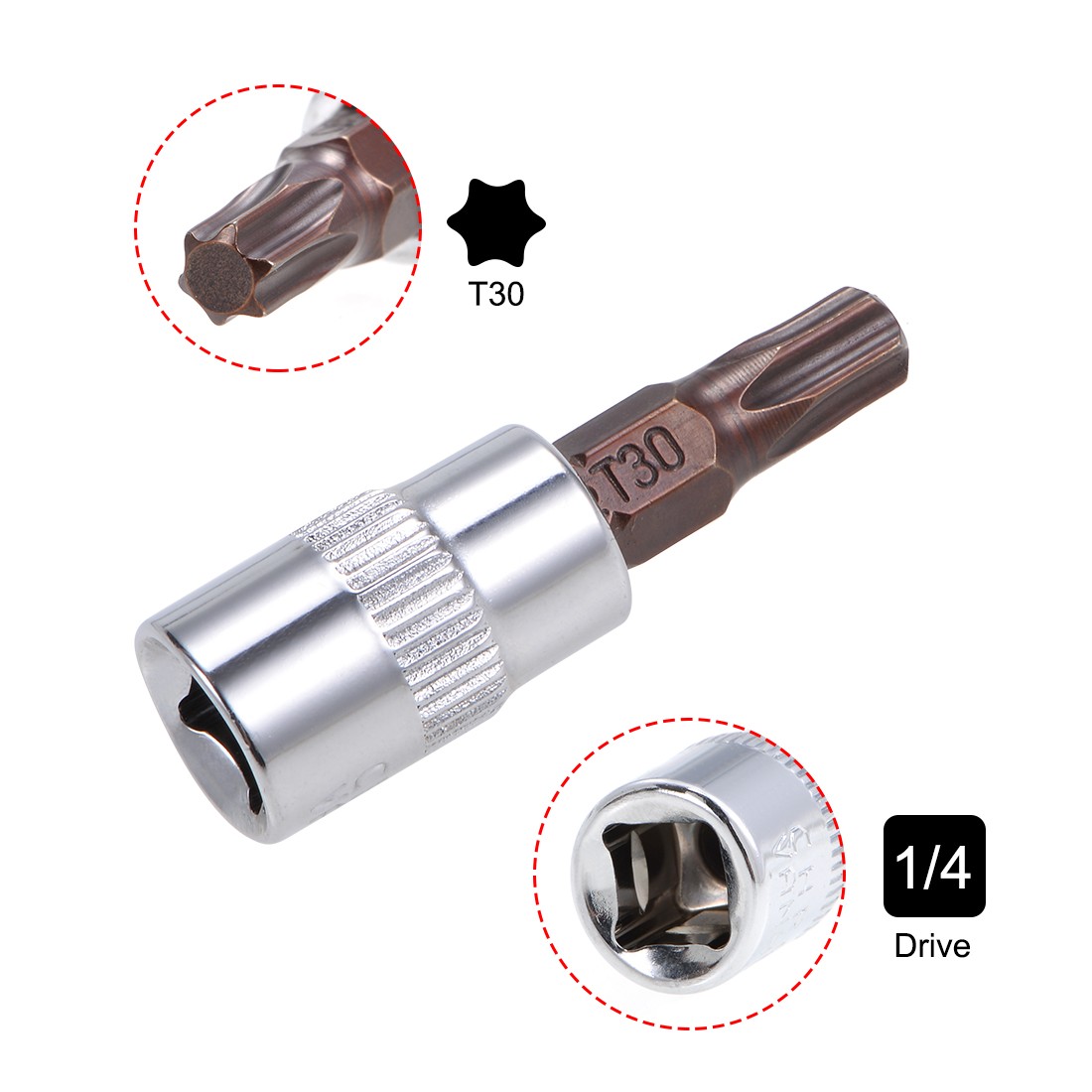 5 Pcs 1/4-Inch Drive Bit Socket Torx T30 S2 Steel 38mm Length gallery