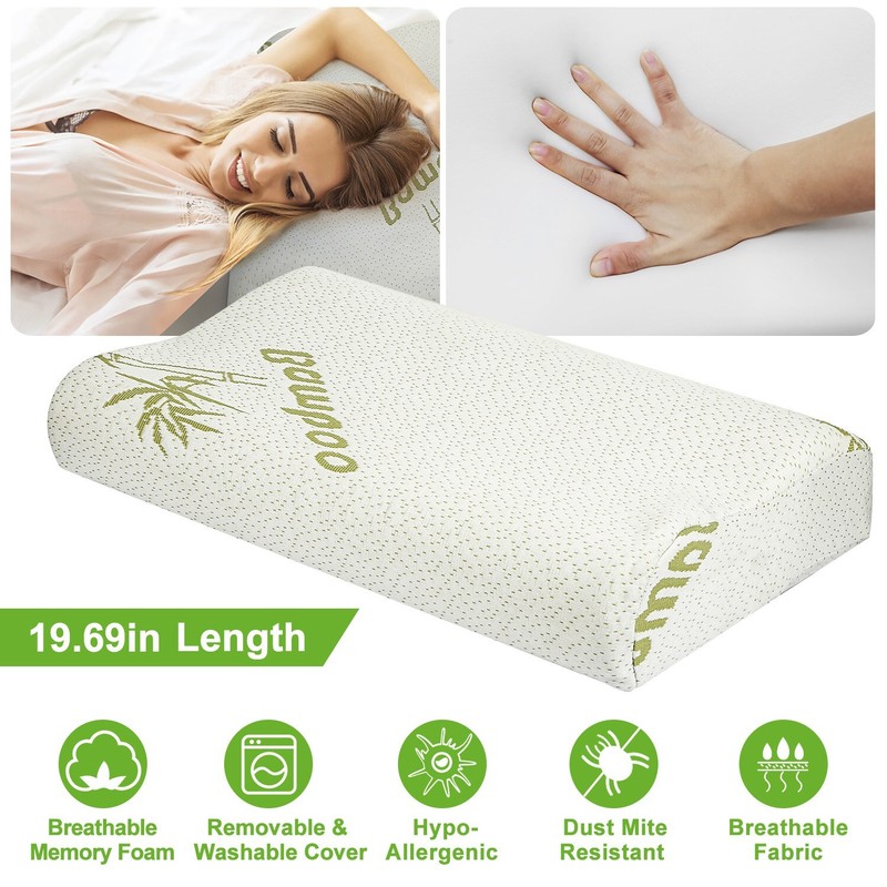 Orthopedic Memory Foam Contour Sleep Pillow Back Neck Support Bamboo Cover USA gallery