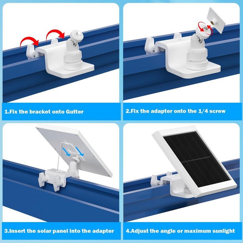 2 Pack Gutter Mount Compatible for Ring Solar Panel, 360°Adjustable gallery
