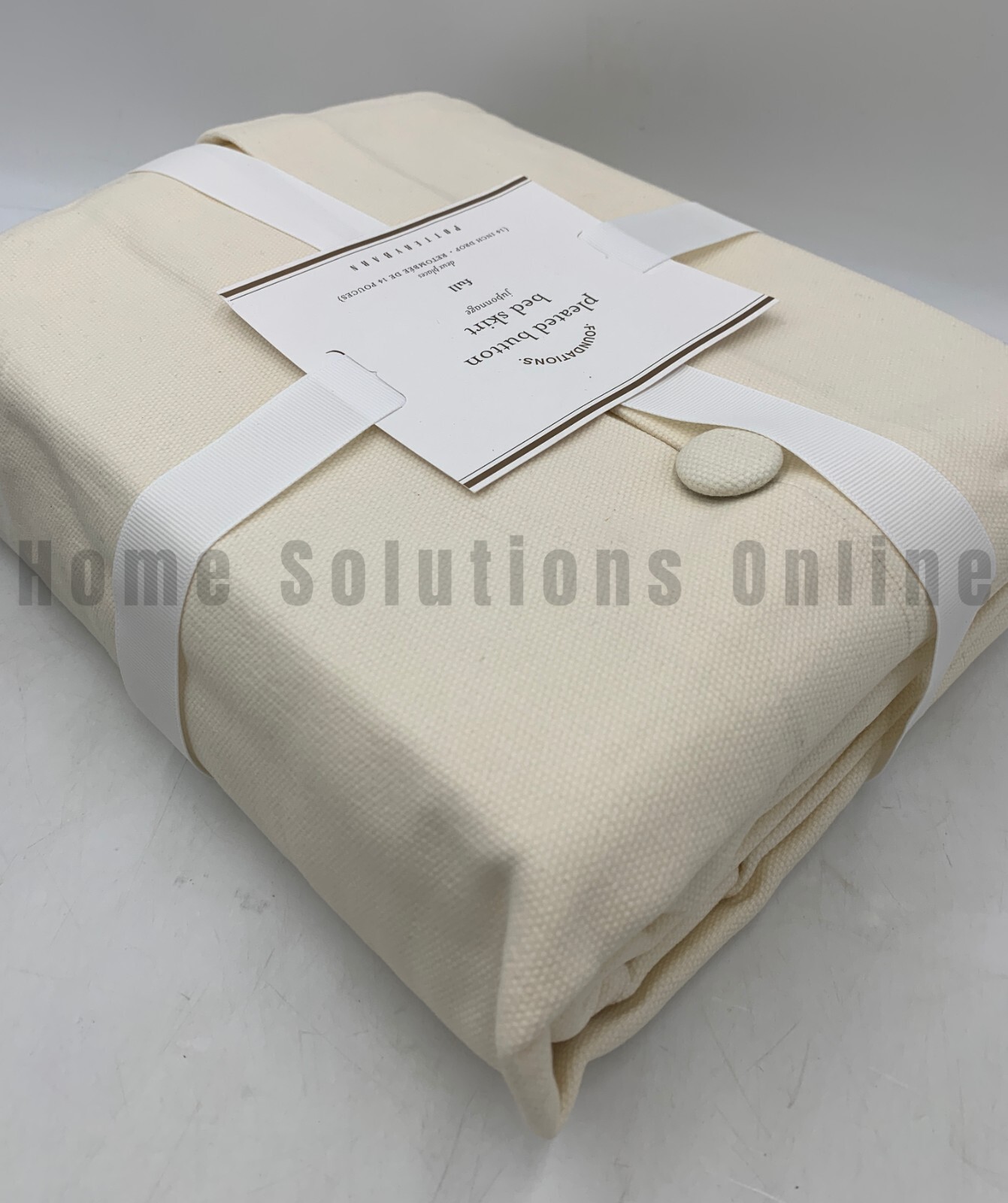 Pottery Barn Pleated Button Cotton Bed Skirt Full Natural Ivory 14" Drop #N406 gallery
