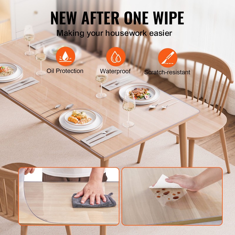 VEVOR PVC Table Protector 36x54 Inch Clear Plastic Desk Protector 1.5mm Thick gallery