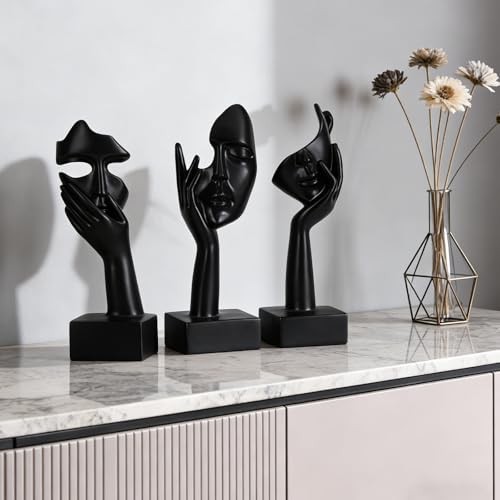 3 Pcs Thinker Large Statue Set - Black Art Abstract Home Accent 9" 3 Pcs Black gallery