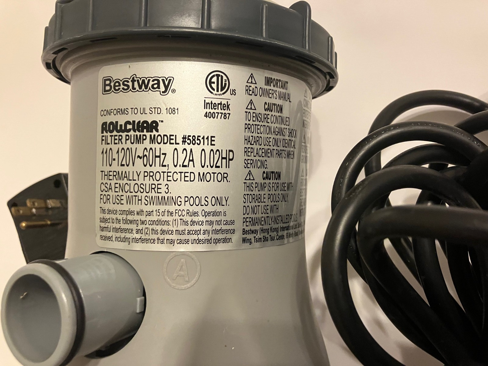 Replacement Bestway 330 Gallon Flowclear Swimming Pool Filter Pump Model 58511E gallery