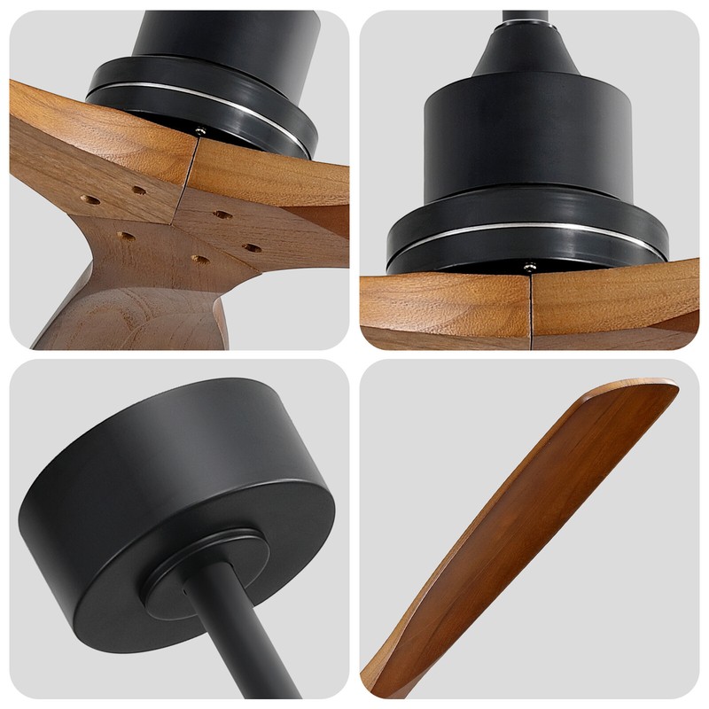 Low Profile Ceiling Fan With Lights and Remote Modern Wood Blade Fan For Bedroom gallery