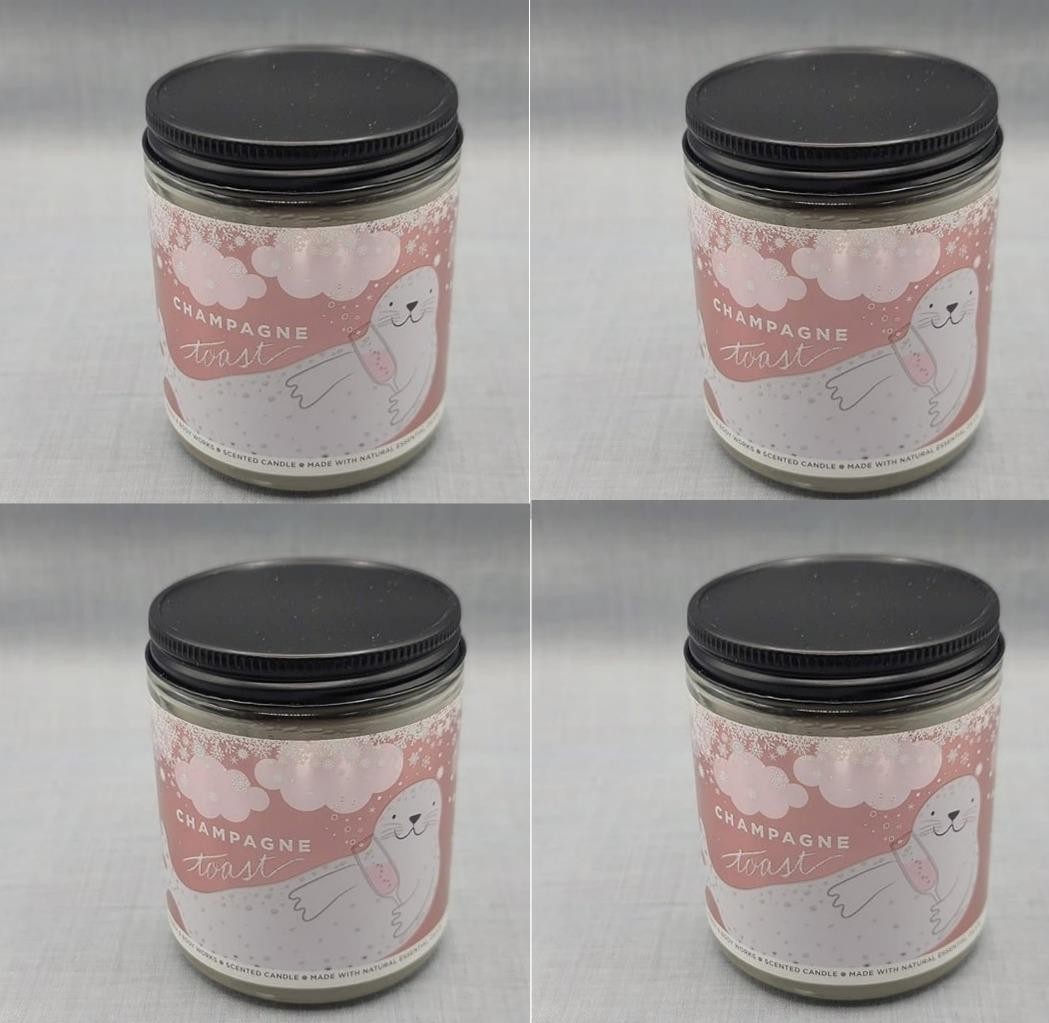 4 Pack - Bath & Body Works Champagne Toast single wick candle - Net Wt. 7 Oz. gallery