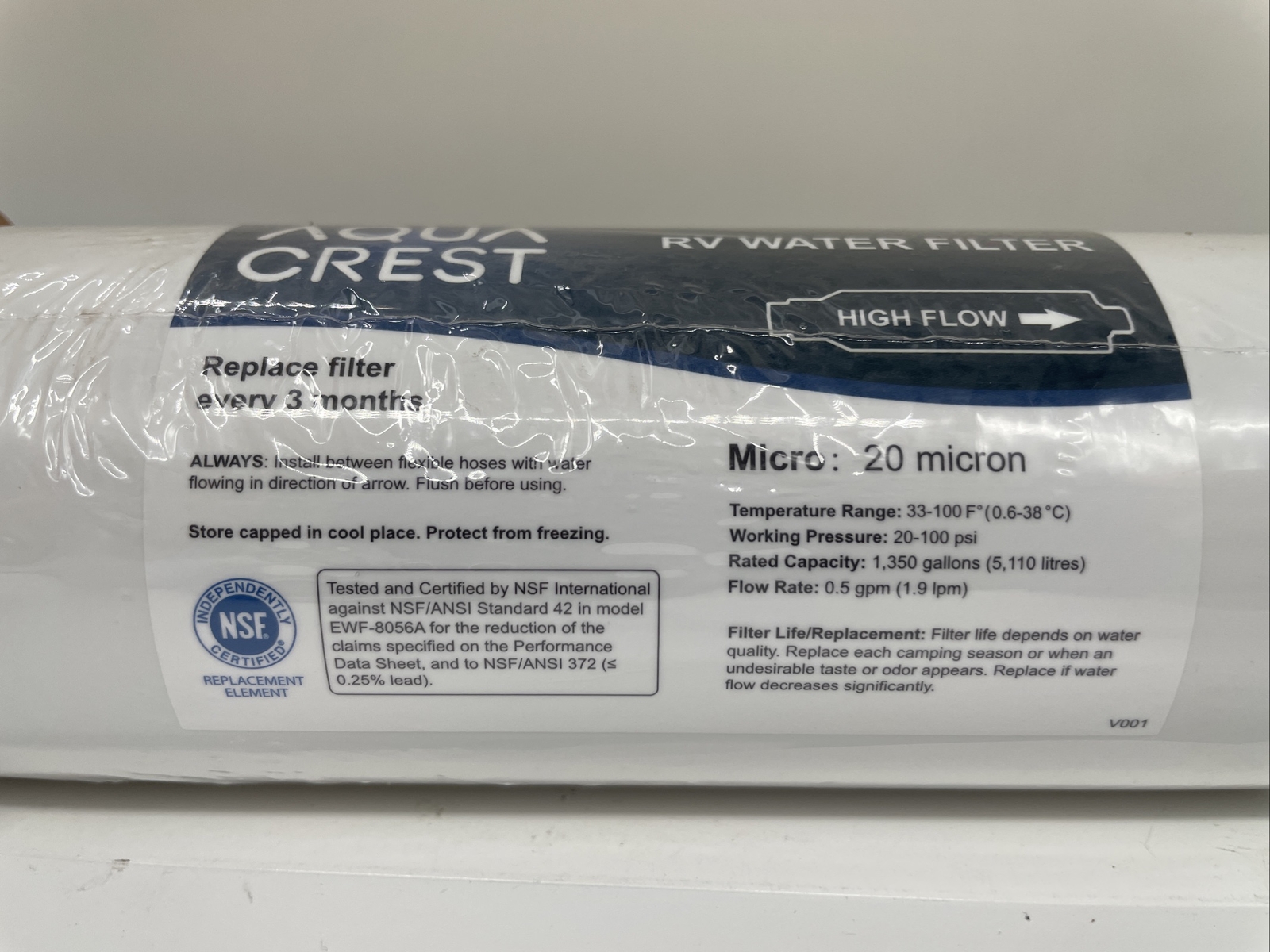 AQUA CREST RV Inline Water Filter,for RVs and Marines, Drinking & Washing Filter gallery