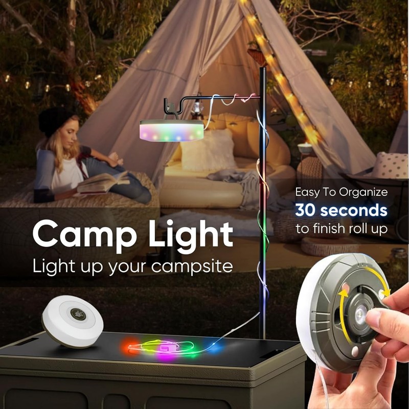 Solar Camping String Light USB Rechargeable 33FT Portable Tent Waterproof Lamp gallery