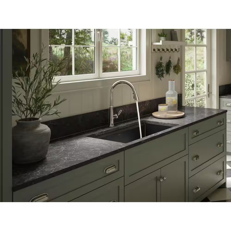 KOHLER Adva Pull Down Sprayer Kitchen Faucet in Vibrant POLISHED NICKEL gallery