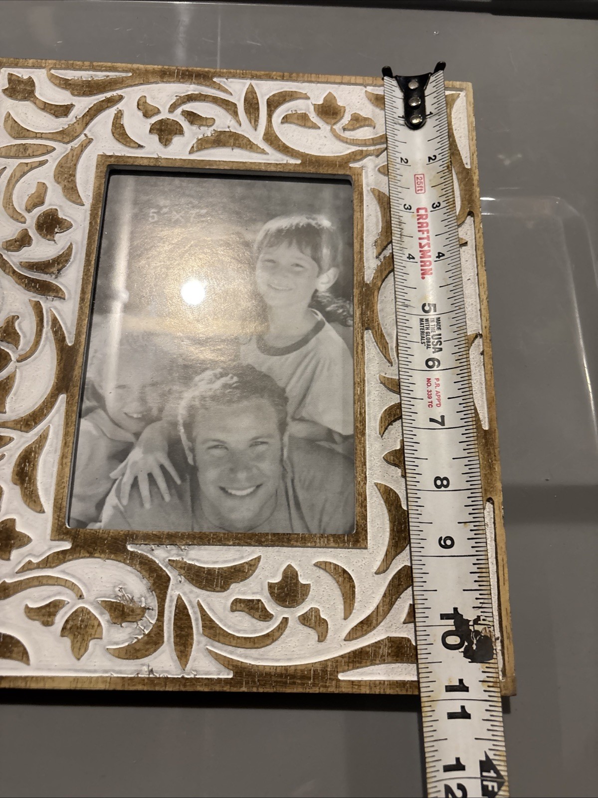5x7 Picture Frame for Tabletop and Wall, Distressed Rustic Brown/White Frame gallery