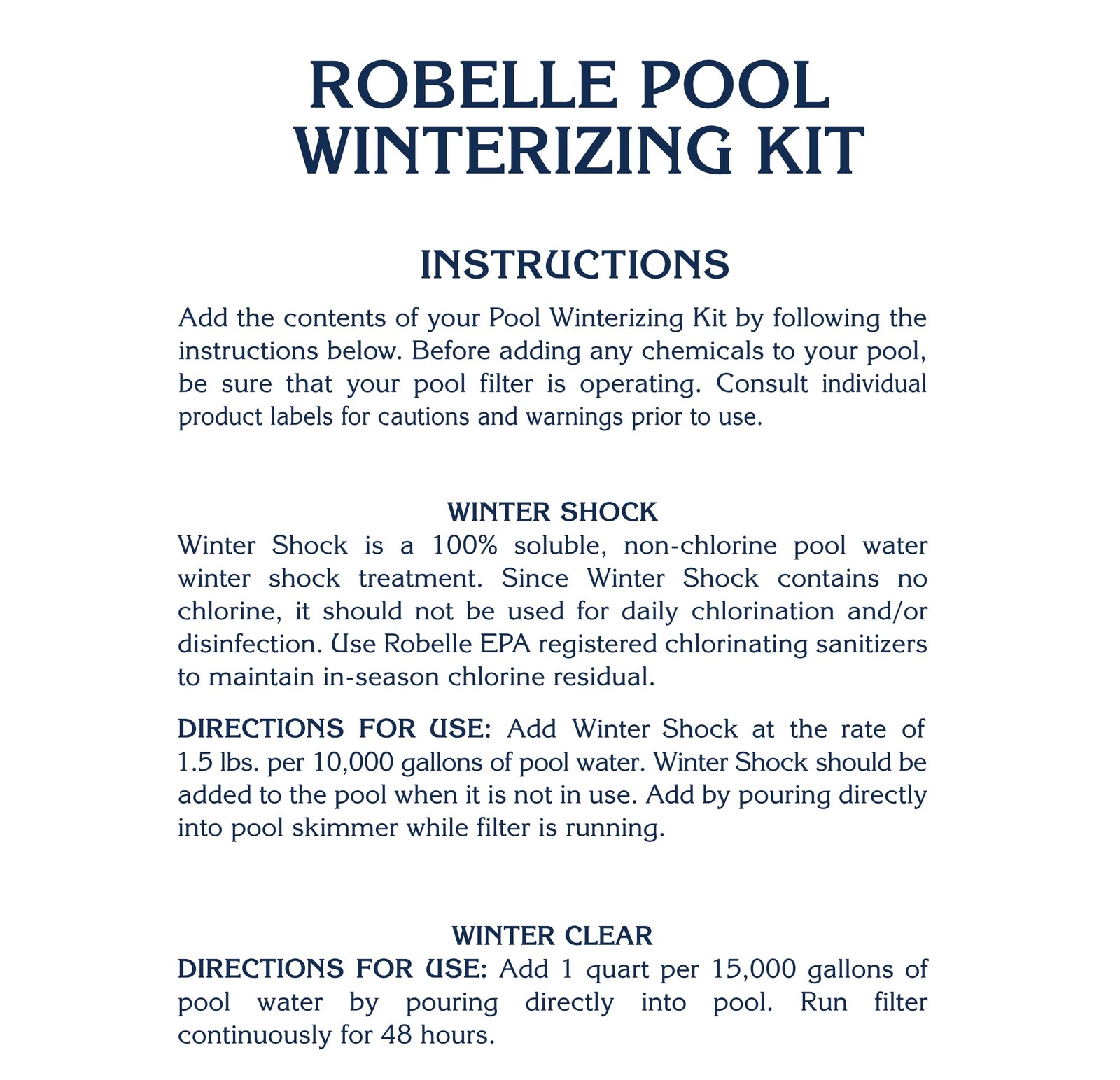 Robelle 10000 Gallon Dual-Action Winter Kit Premium Pool Closing Kit For Pools gallery