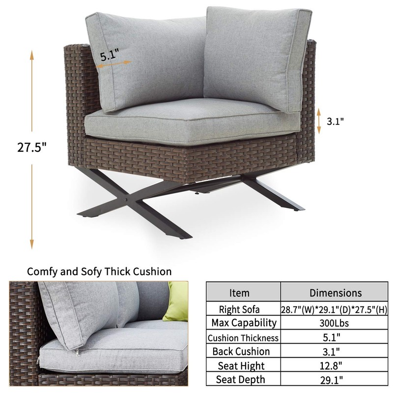 Patio Armless Sofas Outdoor Seating X-Leg Patio Conversation Set Furniture Se... gallery