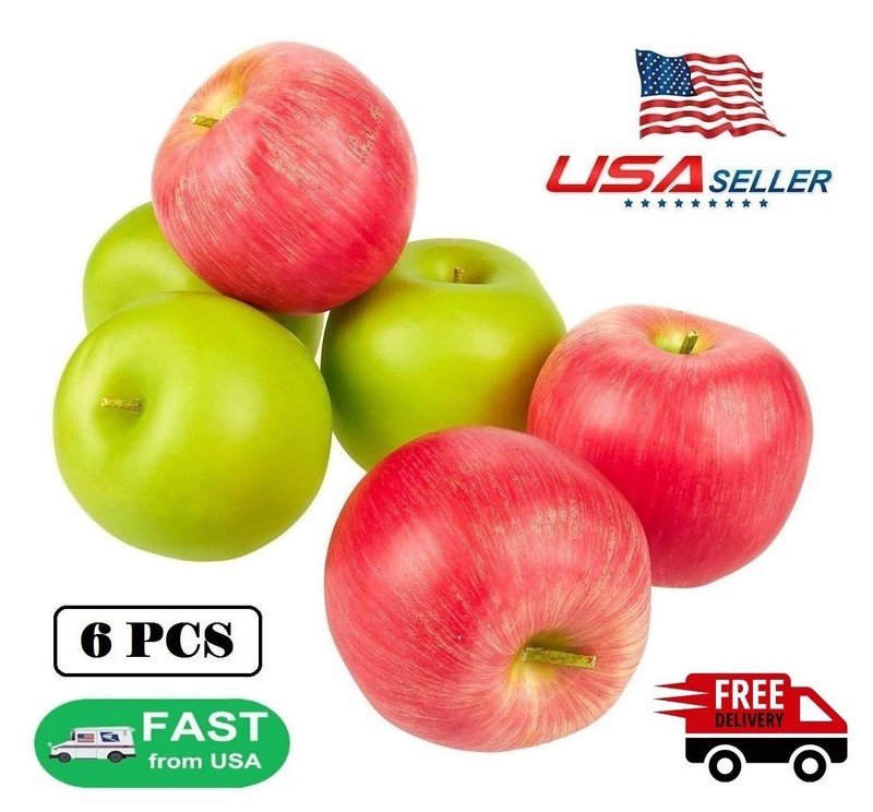 6Pcs Artificial Apples Fake Simulation Fruit Kitchen Party Wedding Home Decor US gallery
