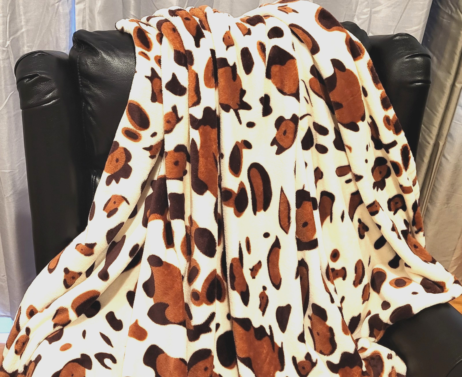 Vtg Leopard Throw Blanket Animal Print Bedding 59"x50 Super Plush Soft Polyester gallery