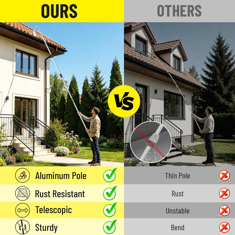 20FT Reach Gutter Cleaning Tools from the Ground, Telescopic Gutter Cleaner Tool gallery