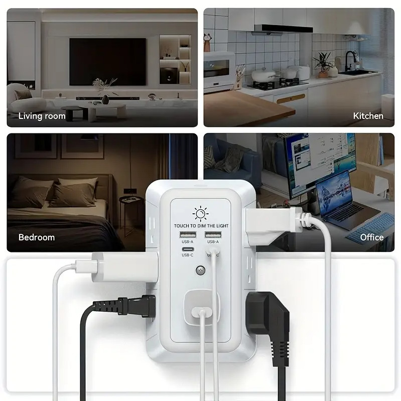 2 Pack Wall Outlet Surge Protector with 7 AC Outlets, 4 USB Ports & Night Light gallery