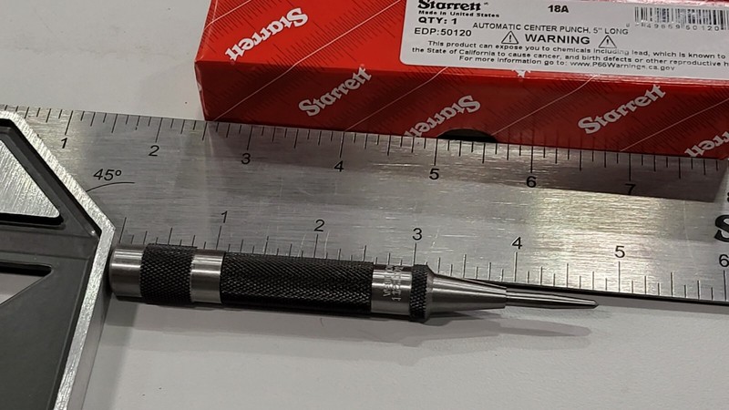 STARRETT 5" AUTOMATIC CENTER PUNCH # 18A - NEW gallery