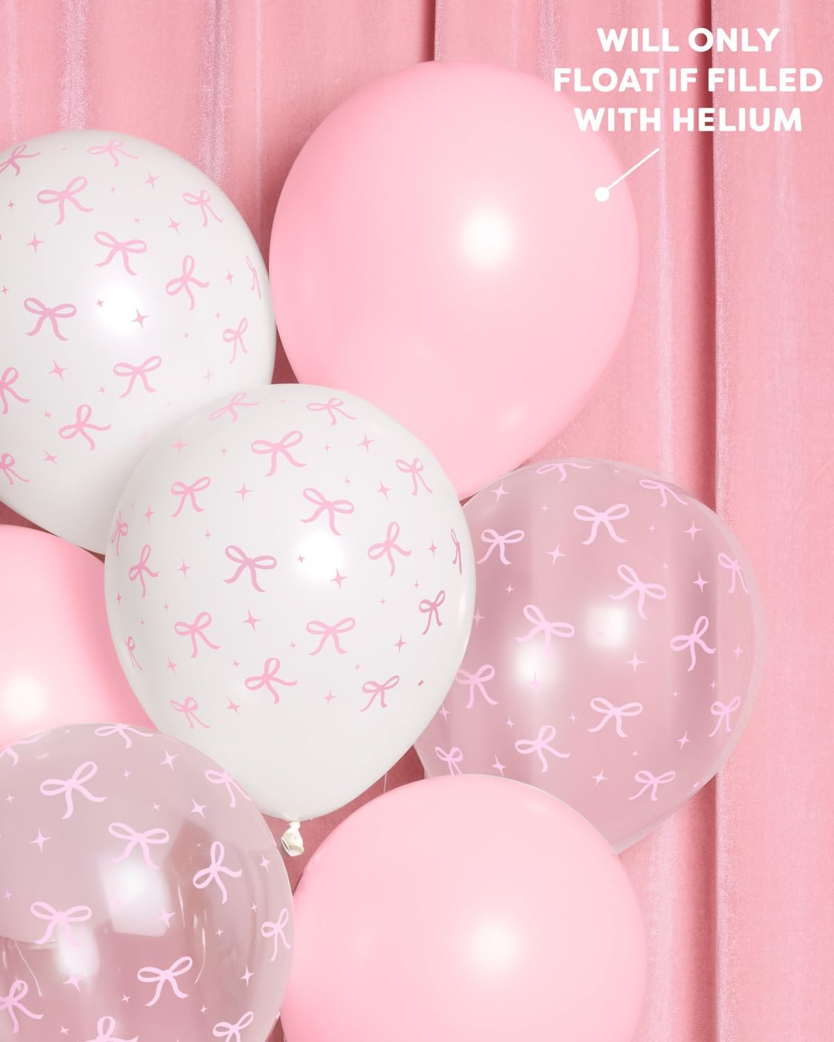 Bow Theme Party Balloons, 24Pk 12 Inch, Bridal Shower Decor, Pink gallery