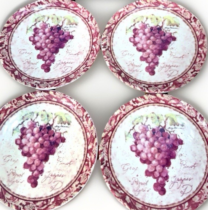 CounterArt Grape Wine Bottle Coasters Set of 5 Ceramic Appetizer Plates gallery