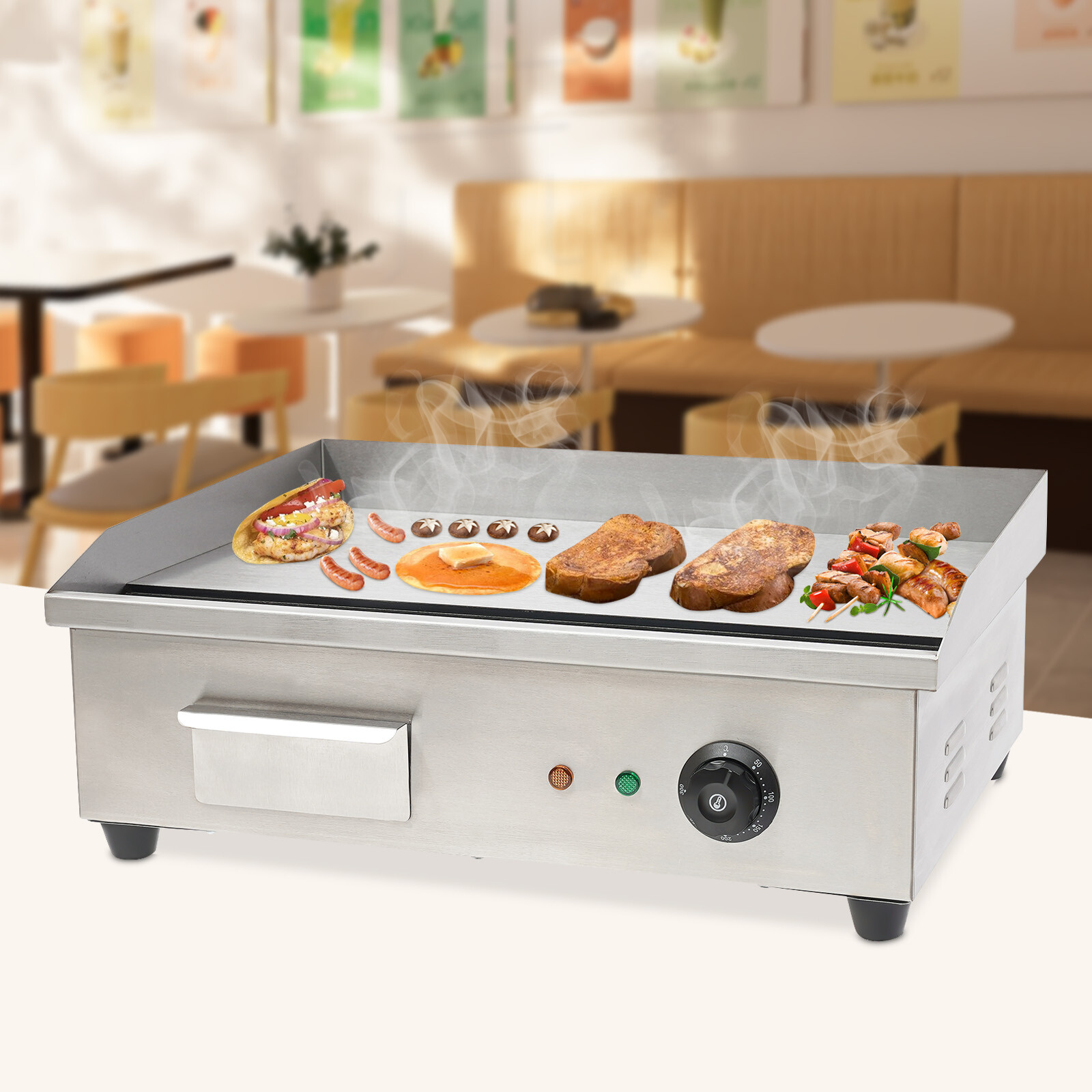 22" 3000W Commercial Electric Countertop Griddle Flat Top Grill Hot Plate BBQ gallery