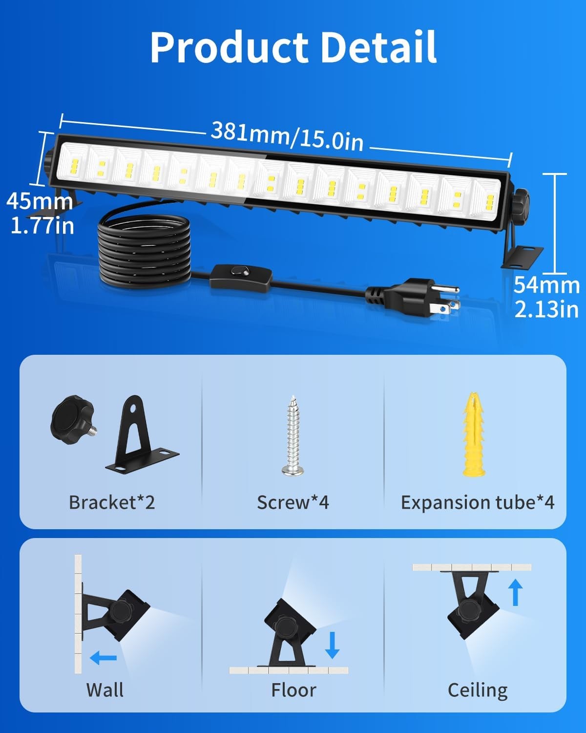 IP66 Waterproof 45W LED Shop Lights 5400LM 6000K Daylight White Garage Light gallery