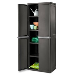 Sterlite 01423V01 Adjustable 4-Shelf Gray Storage Cabinet With Doors