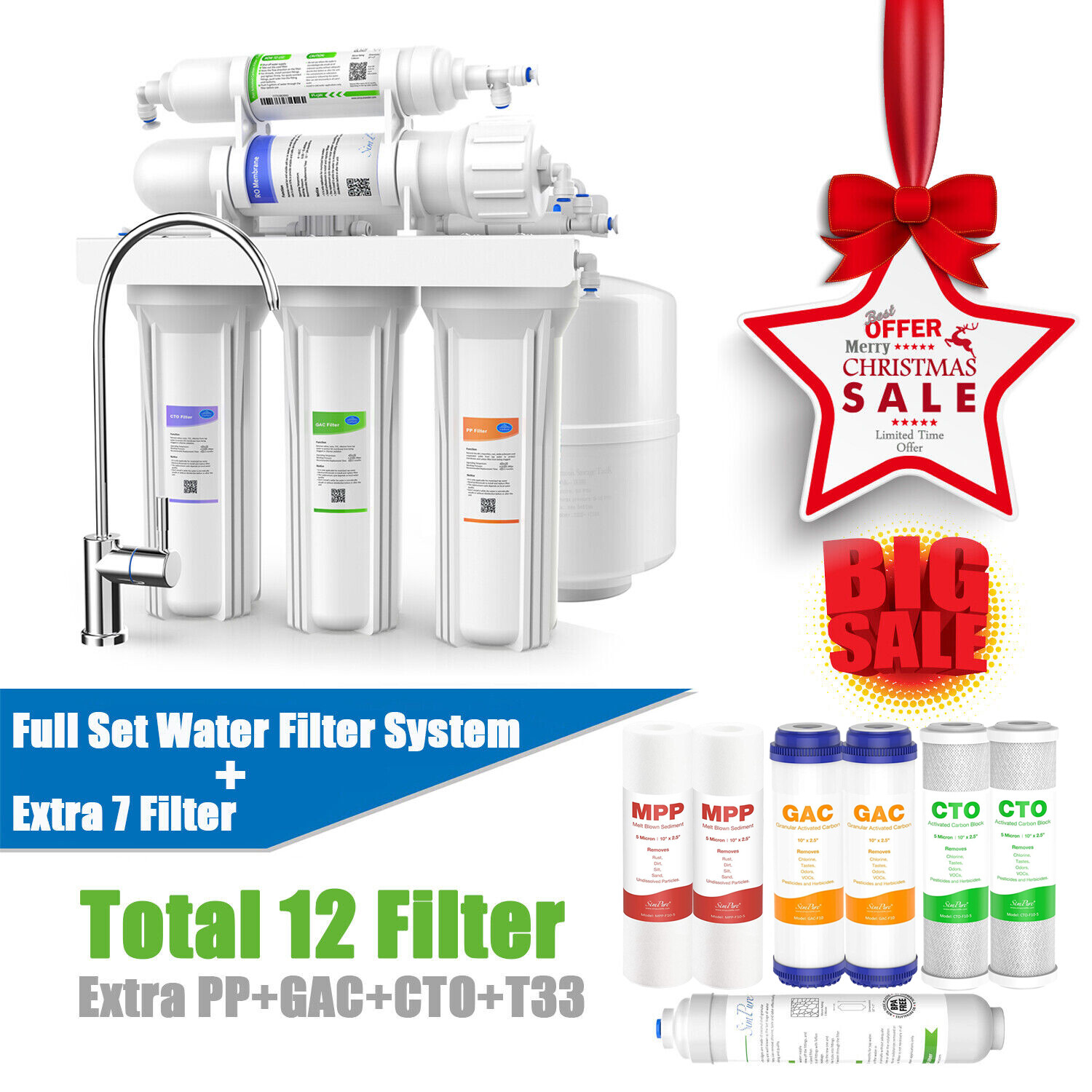 Simpure 5 Stage 75GPD Reverse Osmosis Water Filter System Filtration + 7 Filters gallery