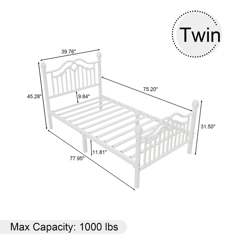 Twin Bed Frame with Headboard＆Footboard Modern Metal Platform Bed Frame for Kids gallery