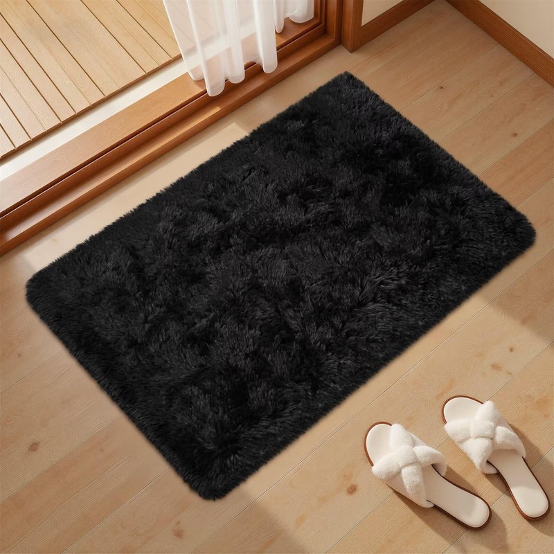 junovo 2x3 Small Washable Rug, Black Soft Non 2' x 3' (Rectangular), gallery