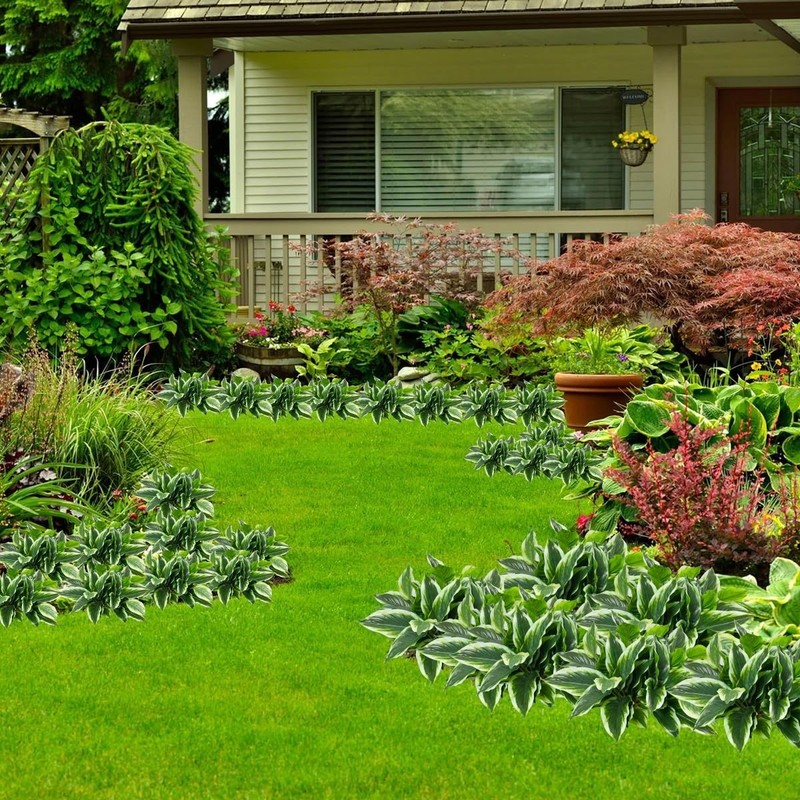 6PCS UV Resistant Artificial Tropical Plants - 15.75" Faux Green Hostas for Indo gallery