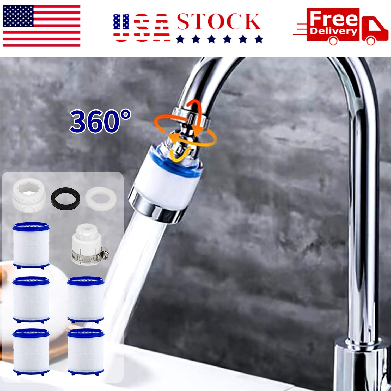 Faucet Water Filter Tap Filtration Kitchen Bathroom Sink Mount Purifier System gallery