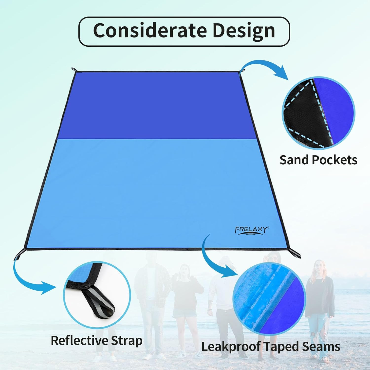 Pocket Picnic Blanket, Waterproof Sandproof Beach Mat, Compact Camping Tarp for gallery