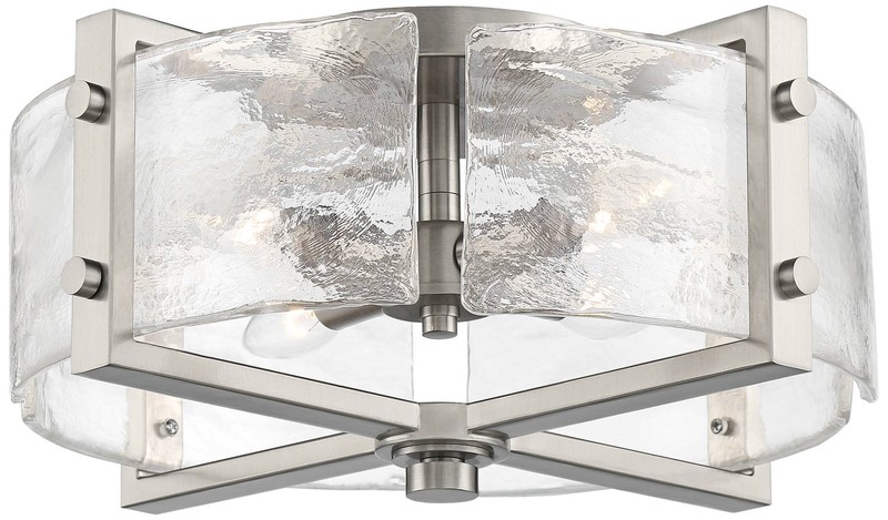 Prane Modern Ceiling Light Semi Flush Mount Fixture 17" Nickel 4-Light Glass gallery