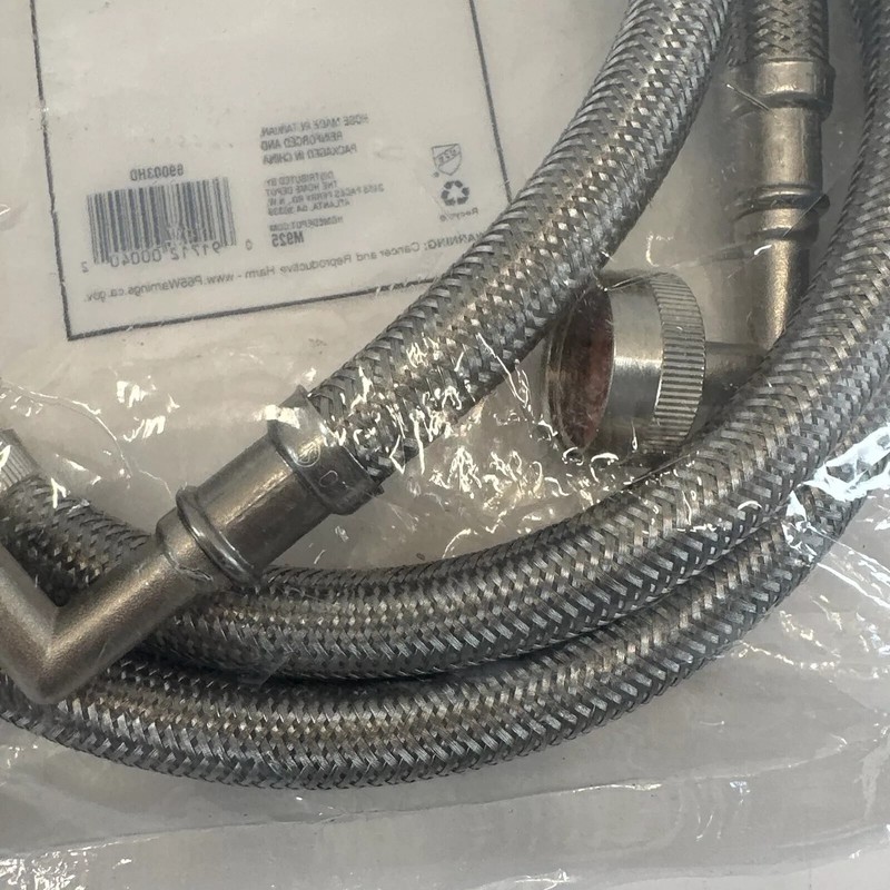 2 pack Everbilt Stainless Washing Machine Hoses 4 Ft 90 Degree End gallery