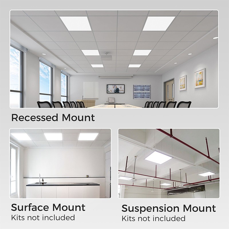 4 Pack 2x2 LED Flat Panel Light Drop Ceiling 0-10V Dimmable, 20/30/40W & 3CCT gallery