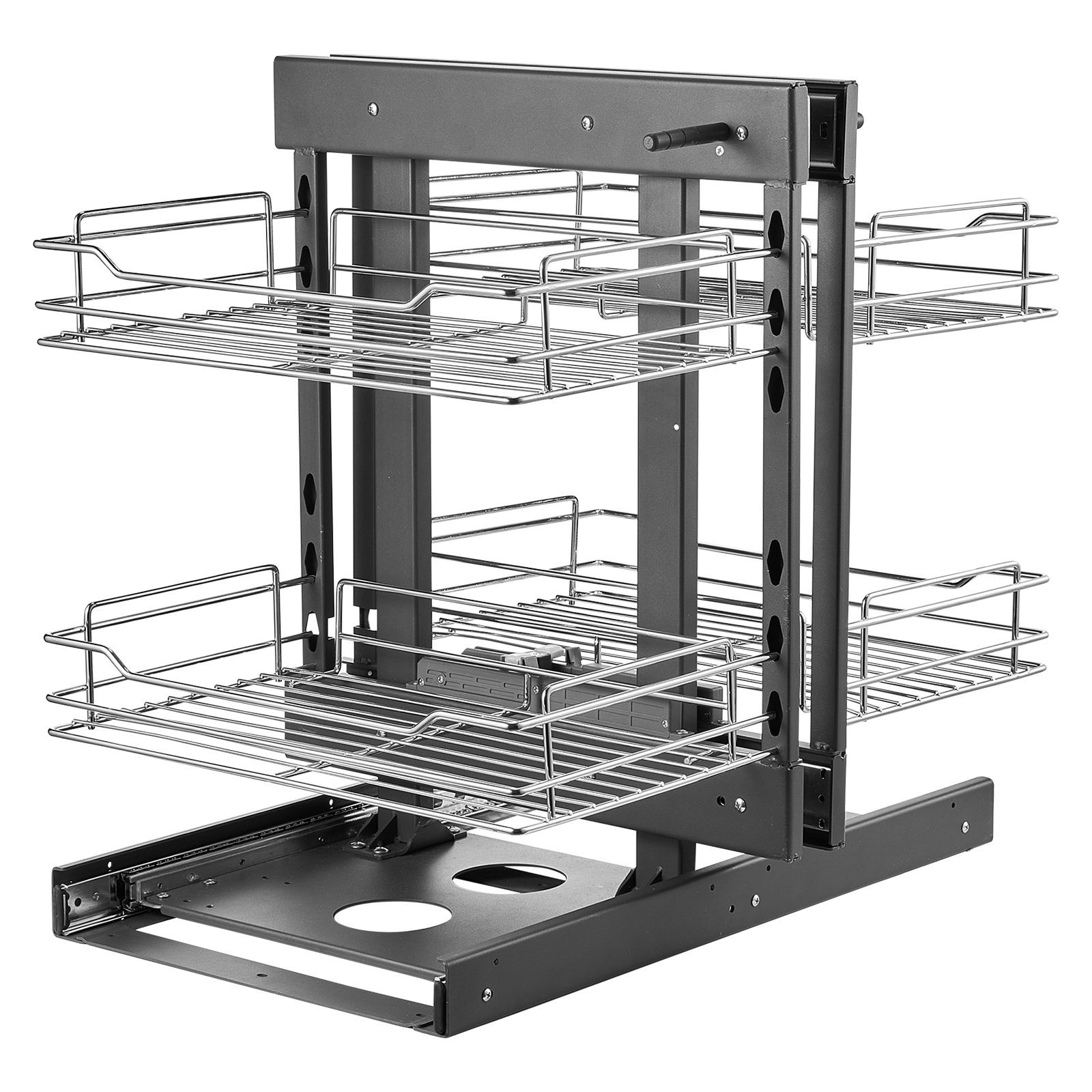 Blind Corner Pull Out Organizer, 4-Tier Chrome Carbon Steel, 88lb Capacity gallery