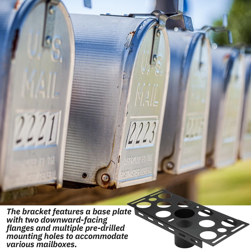 Fiwochic Steel Mailbox Bracket for 2-3/8" Round Post Mailbox Post Mount Brack... gallery