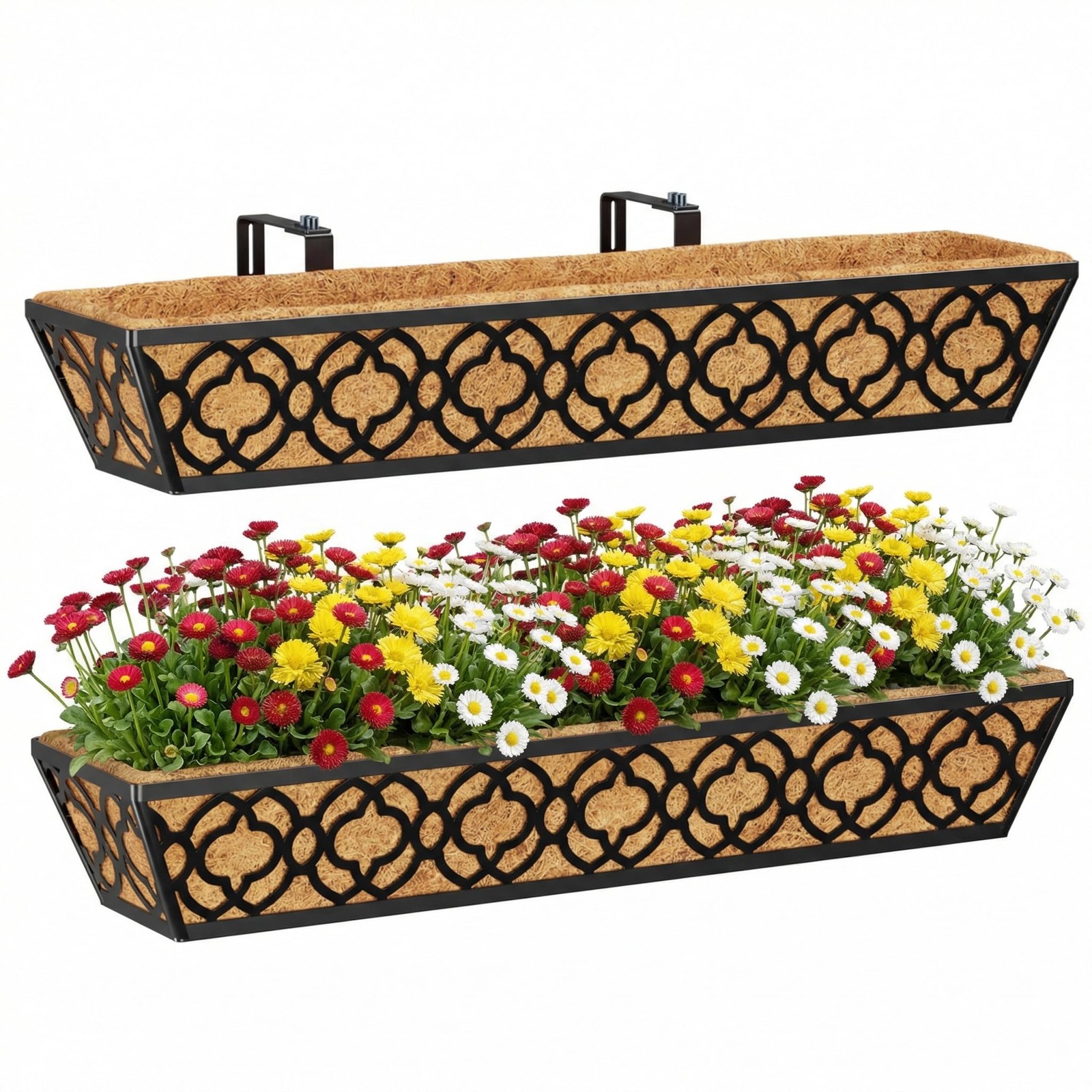 Adjustable 30Inch Deck Railing Planter Box 2Pack for Outdoor Plants gallery