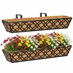 Adjustable 30Inch Deck Railing Planter Box 2Pack for Outdoor Plants